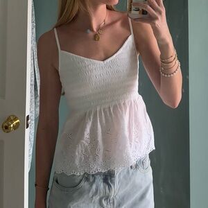 White Lace Peplum Top